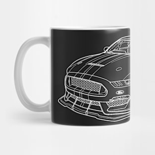 Shelby GT500 Wireframe White Drawing Mug